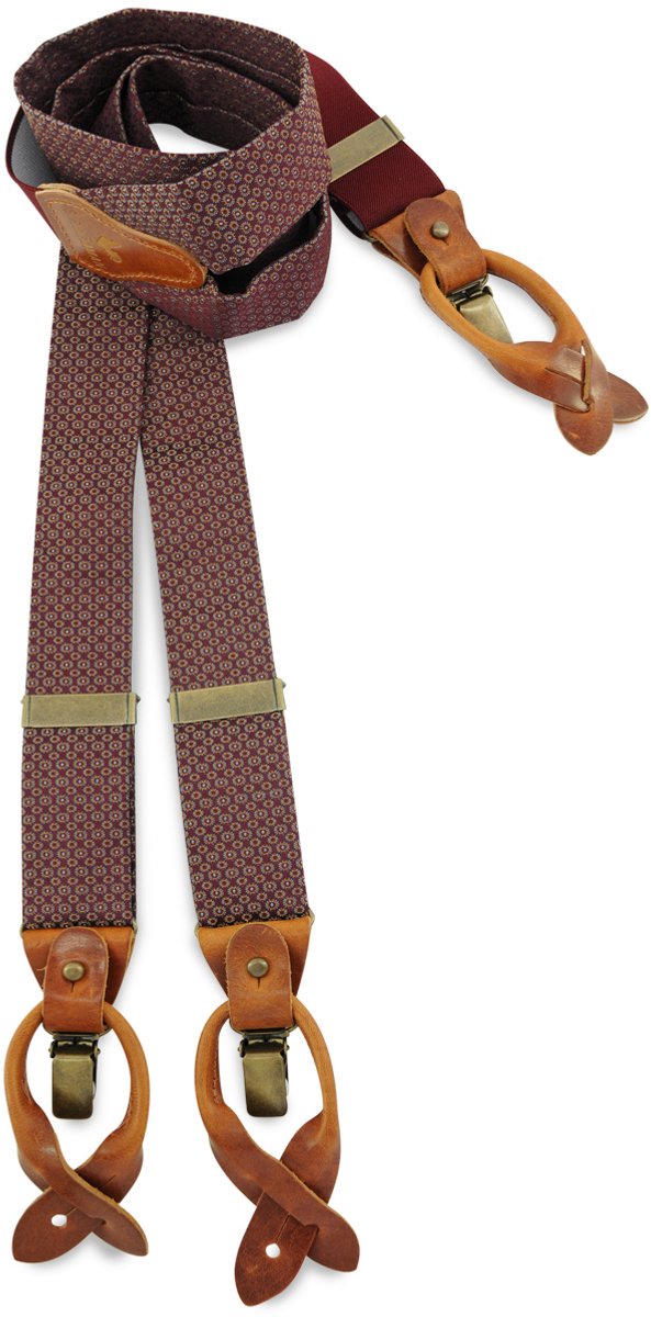 Sir Redman - Bretels - bretels Talented Tailor bordeaux - bordeaux / cognac / lichtblauw