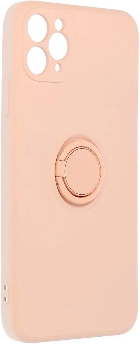 Roar Amber Siliconen Back Cover hoesje met Ring iPhone 11 Pro Max - Roze