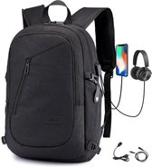 IGOODS Sac à dos pour ordinateur portable - sac à dos professionnel antivol de voyage - Sac avec port de chargement USB - 14 à 15,6 pouces - Zwart