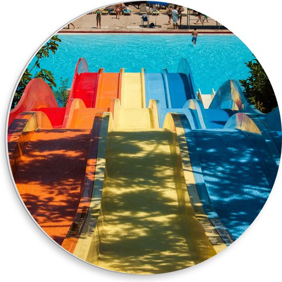 WallClassics - Plaque Mousse PVC Cercle Mural - Toboggans Colorées - 30x30 cm Photo sur Cercle Mural (avec système d'accrochage)