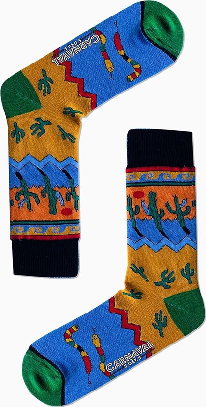 Sokken - Socks - Katoen - Vrolijke Sokken - Verjaardag Cadeau - Kerstcadeau - Maat 37-44 - Cactus - Wilde Westen