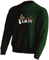 Kerst sweater - FA LA LA - kersttrui - GROEN - medium -Unisex
