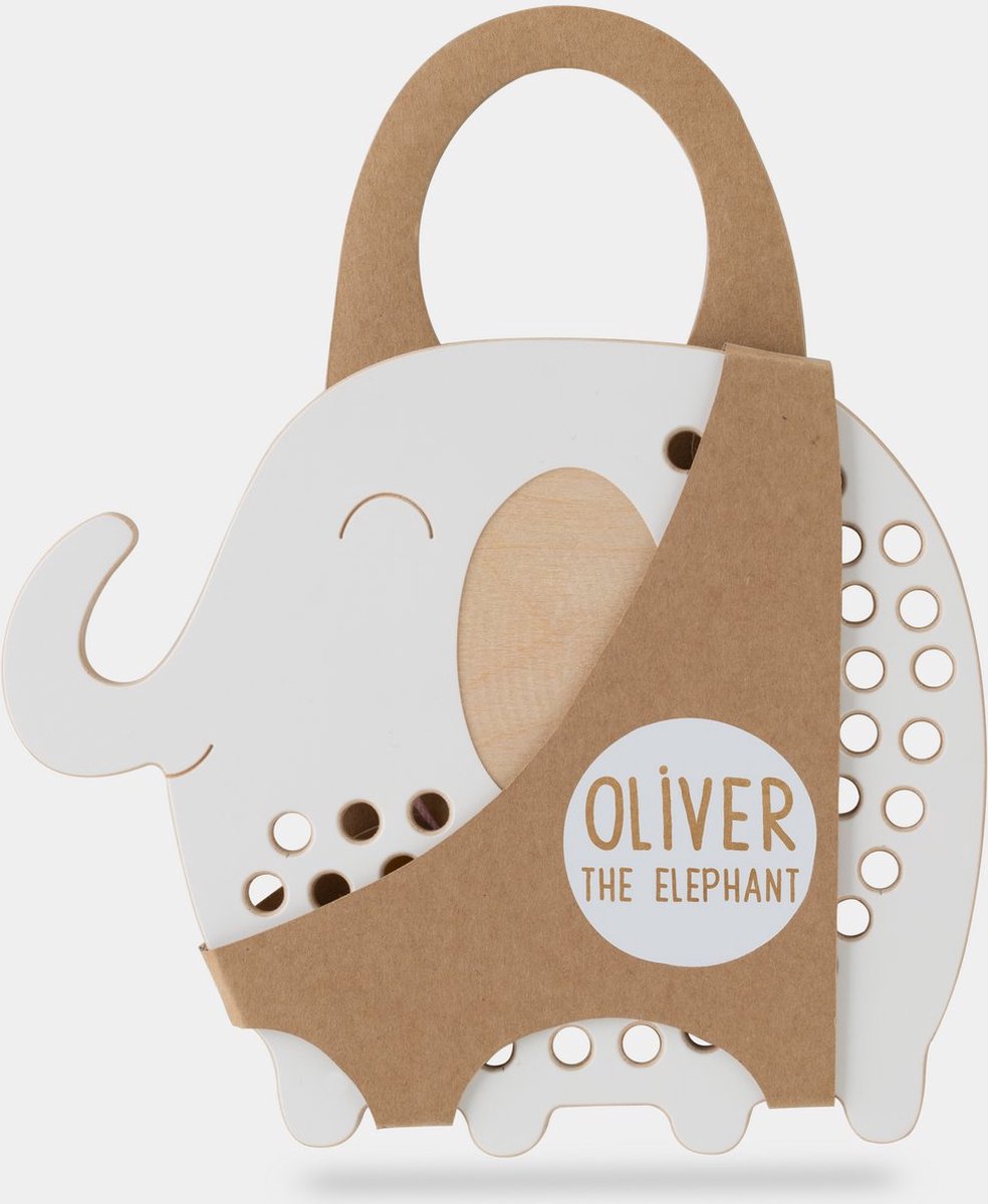 Inrijgplank Hout | Oliver De Olifant | Veterspel | Educatief Montessori Speelgoed Milintoys Thuismusje