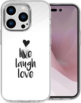 iMoshion Hoesje Geschikt voor iPhone 14 Pro Hoesje Siliconen - iMoshion Design hoesje - Transparant / Live Laugh Love