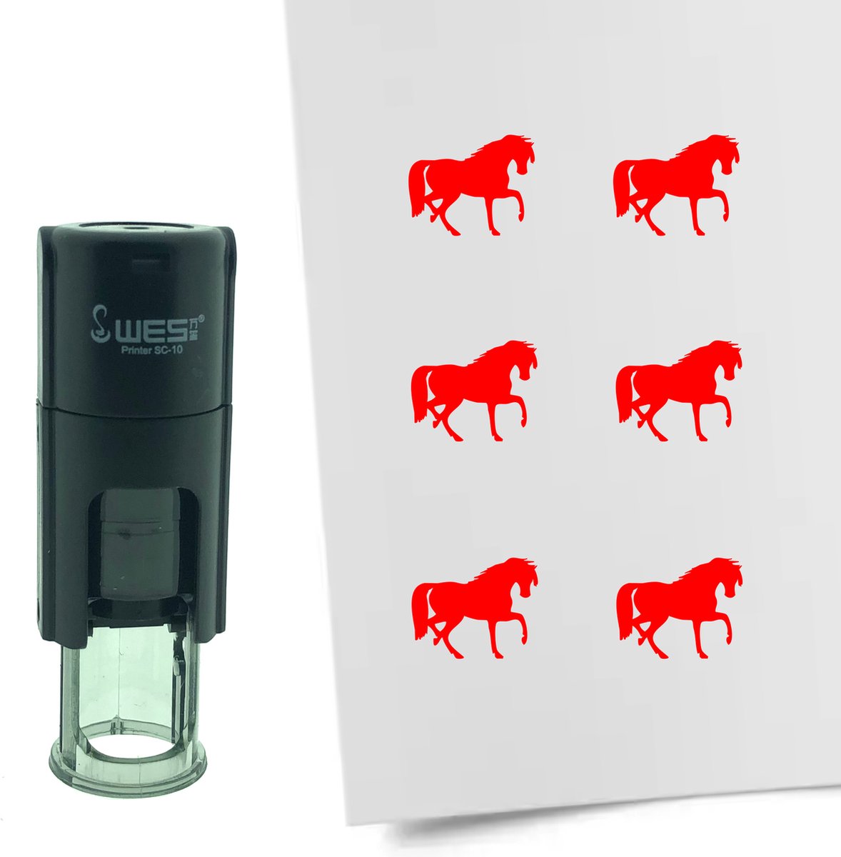 CombiCraft Stempel Paard 10mm rond - rode inkt