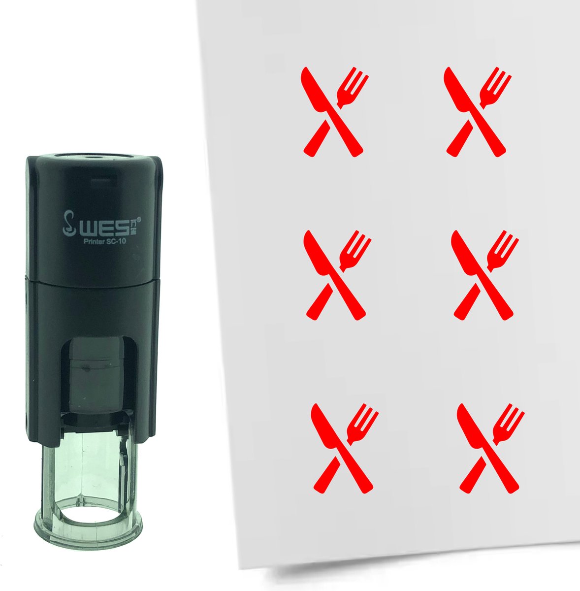 CombiCraft Stempel Bestek 10mm rond - rode inkt
