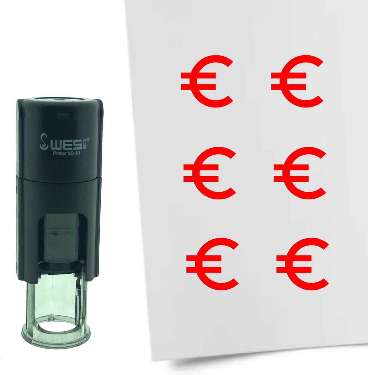 CombiCraft Stempel Euro teken 10mm rond - rode inkt