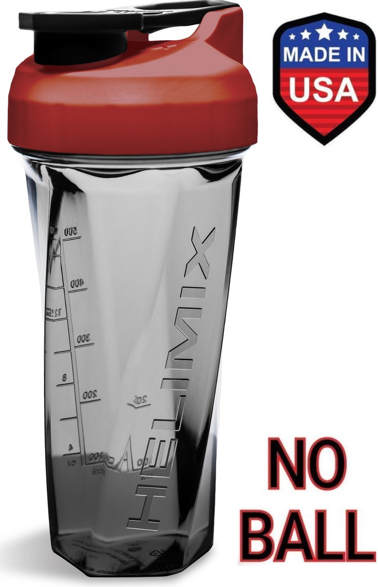 Helimix Vortex Shaker beker Rood - 828ml - Geen blending bal of garde nodig - Beste draagbare pre-workout wei-eiwit fitness beker - Mixt Cocktails, Smoothies en Shakes - Bidon is vaatwasserbestendig
