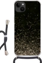 Geschikt voorApple Iphone 14 Plus - Crossbody Case - Glitter - Abstract - Zwart - Siliconen - Crossbody - Backcover met Koord - Telefoonhoesje met koord - Hoesje met touw