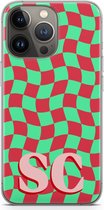 Gepersonaliseerd - Case Company® - Hoesje geschikt voor iPhone 13 Pro hoesje - Grid Monogram - Soft Cover Telefoonhoesje - Bescherming aan alle Kanten en Schermrand