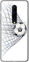 Geschikt voor OnePlus 7 Pro hoesje - Een illustratie van een voetbal die het doel in gaat - Jongetjes - Meisjes - Kids - Siliconen Telefoonhoesje