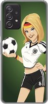 Geschikt voor Samsung galaxy a73 hoesje - Een illustratie van een meisje met Duitse kleding en een voetbal - Meiden - Meisjes - Kinderen - Siliconen Telefoonhoesje