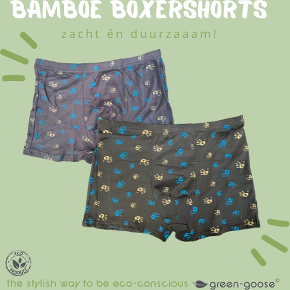 green-goose® Bamboe Boxershorts | 2 Stuks | Maat M | Hand | Duurzaam | Stretch | Ademend en Thermoregulerend