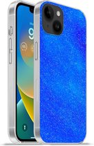 Geschikt voorApple Iphone 14 Plus - Soft case hoesje - Blauw - Abstract - Design - Siliconen Telefoonhoesje