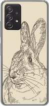 Geschikt voor Samsung Galaxy A53 5G hoesje - Vintage illustratie van een konijn - Siliconen Telefoonhoesje