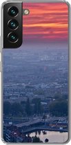 Geschikt voor Samsung Galaxy S22 hoesje - Rotterdam - Zonsondergang - Roze - Siliconen Telefoonhoesje
