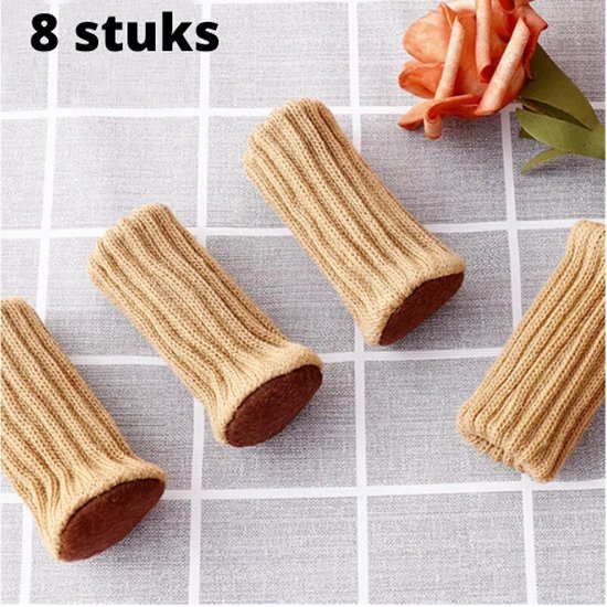 Stoelpoot beschermers - Stoelpoot sokken - Vloerbeschermer - Stoelpootdoppen - Beige - 8 stuks