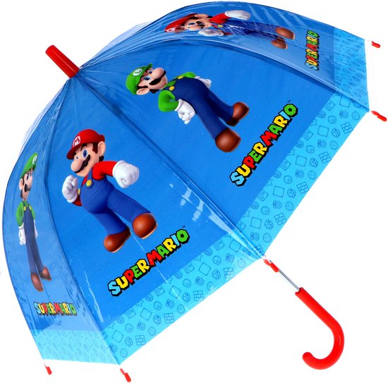 Super Mario Kinderparaplu - Blauw - 66 cm - Paraplu