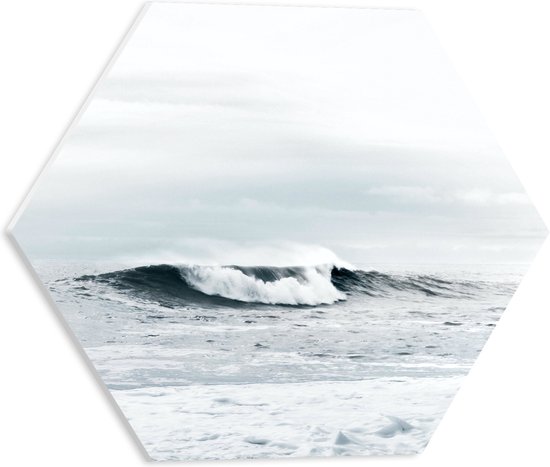 WallClassics - PVC Schuimplaat Hexagon  - Golf op Zee - 40x34.8 cm Foto op Hexagon (Met Ophangsysteem)