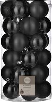 House of Seasons Kerstballen - 30 stuks - zwart - 6 cm - kunststof