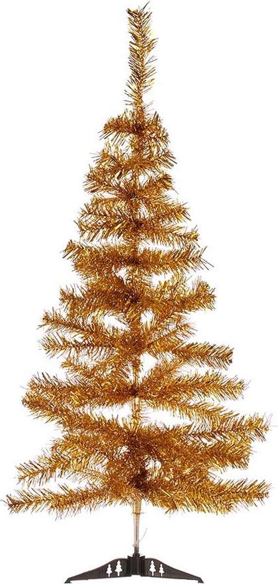 Kleine goud kerstboom van 90 cm van kunststof met voet - Mini boompjes voor kinderkamer/kantoor