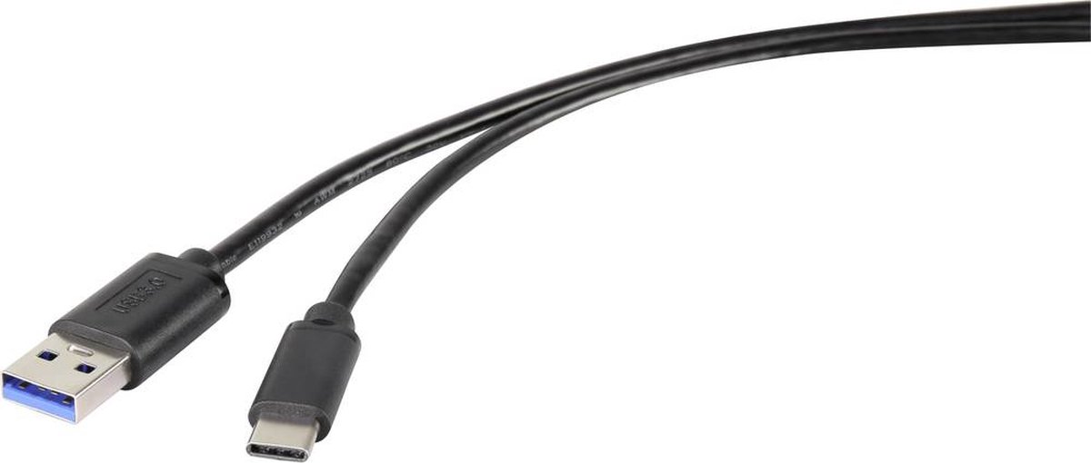 Renkforce USB-kabel USB 3.2 Gen1 (USB 3.0 / USB 3.1 Gen1) USB-A stekker, USB-C stekker 0.50 m Zwart RF-4599658