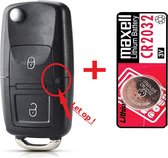 Boîtier de clé de voiture 2 boutons + pile Maxell CR2032 adapté à la clé de voiture Volkswagen / Volkswagen Golf / Volkswagen Jetta / Volkswagen Passat / Volkswagen Sharan / Volkswagen Up / Seat / clé de voiture Skoda.