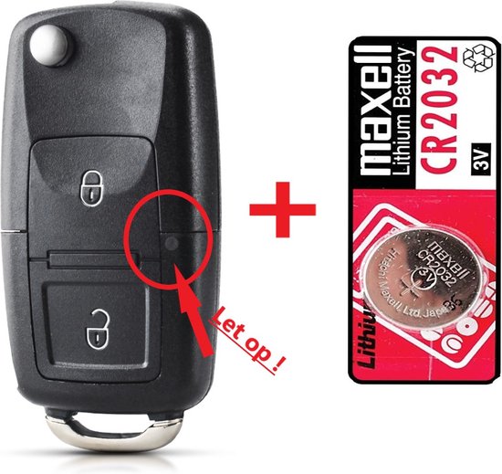 Boîtier de clé de voiture 2 boutons + pile Maxell CR2032 adapté à la clé de  voiture