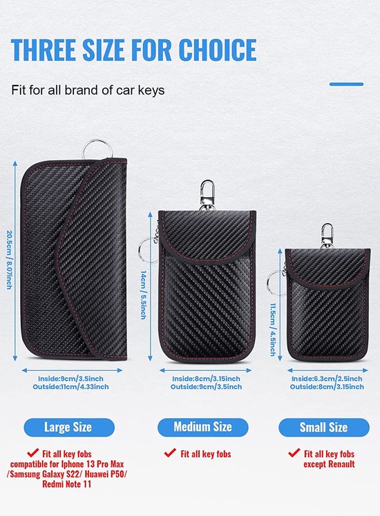 Faraday Bag Pour Clé De Voiture, Blocage RFID Anti-Vol Sac De Clé