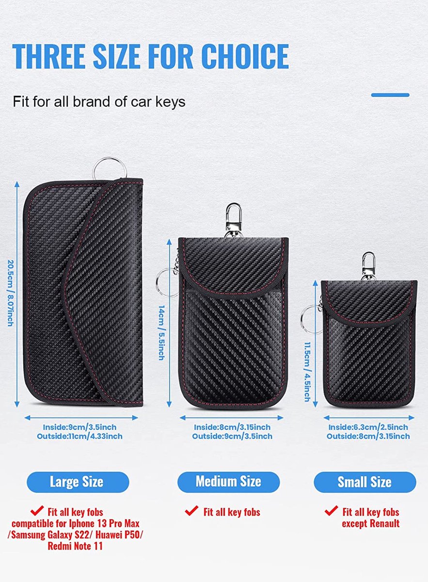 MONOJOY Faraday Car Key Bag, RFID Key Pouch, Keyless Signal Blocker, Keyless Signal Blocker, Anti-Theft External Input Smart Fobs Protection