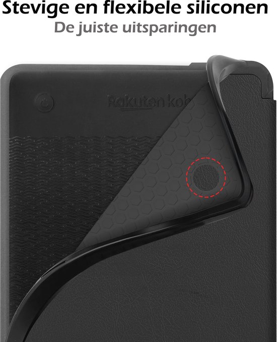 Hoesje Geschikt voor Kobo Clara 2E Hoes Book Case - Hoes Geschikt voor Kobo Clara 2E Hoesje Book Cover - Zwart van Hoesje  — afbeelding 4