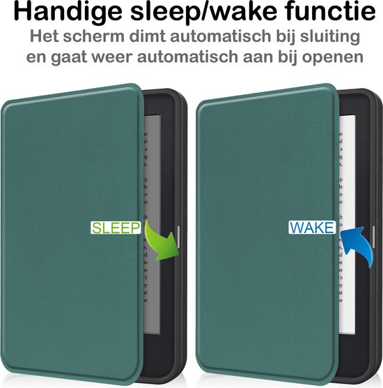 Hoesje Geschikt voor Kobo Clara 2E Hoesje Luxe Bescherm Case - Hoes Geschikt voor Kobo Clara 2E Hoes Book Cover - Donkergroen van Hoesje  — afbeelding 5