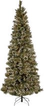 Sapin de Noël artificiel Glittery Bristle - 213 cm Ø 65 cm - enneigé, pommes de pin & paillettes - socle en métal