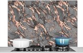 Spatscherm keuken 120x80 cm - Kookplaat achterwand Marmer - Rose - Grijs - Patronen - Muurbeschermer - Spatwand fornuis - Hoogwaardig aluminium - Keuken decoratie aanrecht