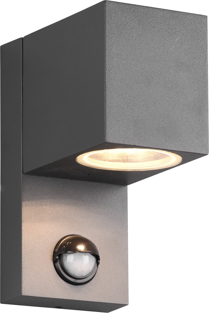 LED Tuinverlichting met Bewegingssensor - Buitenlamp - Torna Royinda - GU10 Fitting - Spatwaterdicht IP44 - Vierkant - Mat Antraciet - Aluminium