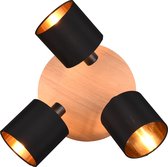 Reality - Spot de plafond LED - Éclairage de plafond - Culot E14 - 3 lumières - Rond - Marron - Aluminium
