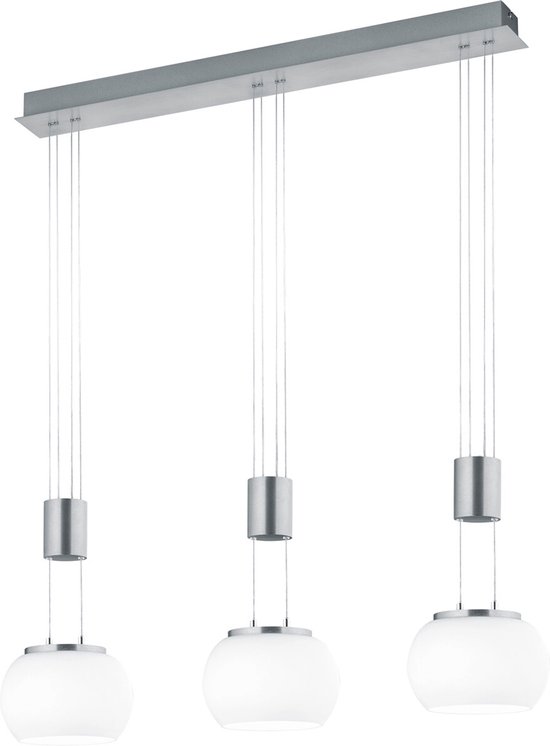 Trio leuchten - Suspension LED - Eclairage suspendu - 24W - 3 lumières - Wit Chaud 3000K - Dimmable - Rectangle - Nickel - Aluminium