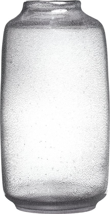 STILL - Glazen Vaas - Zware kwaliteit - Mondgeblazen - Bubbelglas - Dew - Grijs Transparant - 16x32 cm