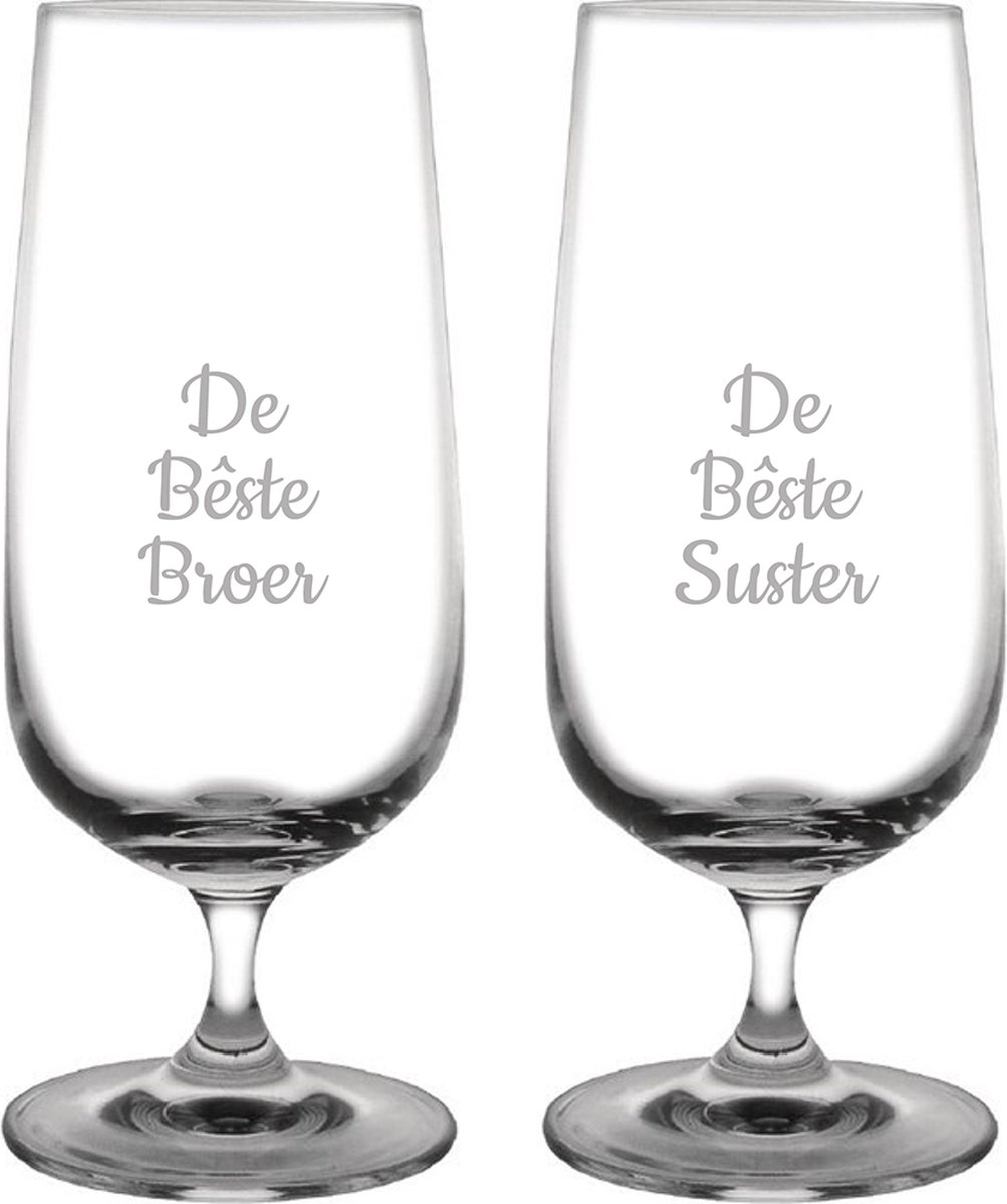 Gegraveerde bierglas op voet 41cl De Bêste Broer- De Bêste Suster