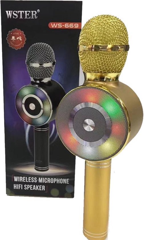 Microphone WSTER WS-858 Sans Fil Bluetooth Karaoké et Haut-Parleur Hi