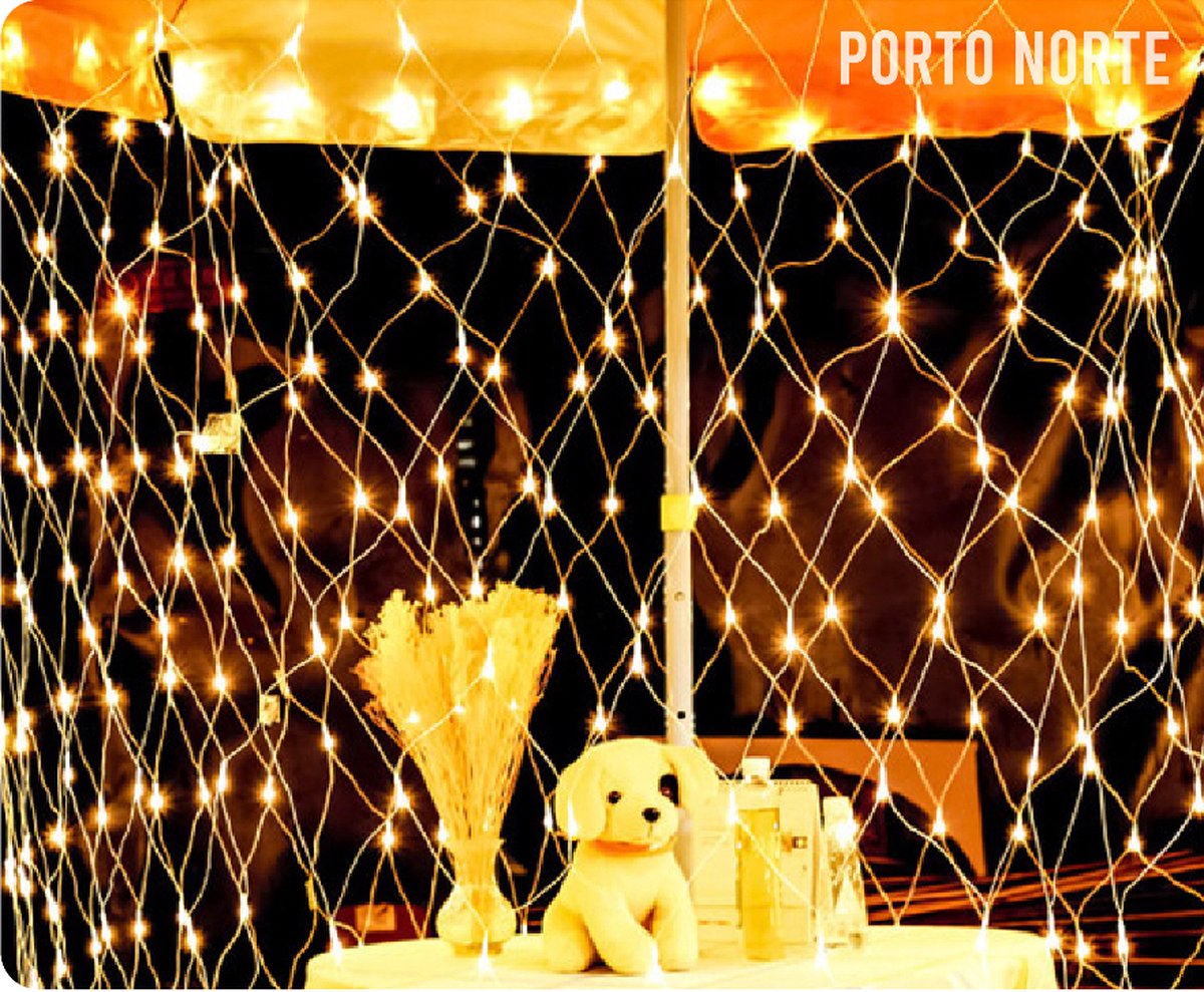 Polo Norte - Lichtgordijn 200*110 - 96 LED Warmwit - Lichtnet - kerstverlichting - 2 * 1.1 - Netverlichting - 32
