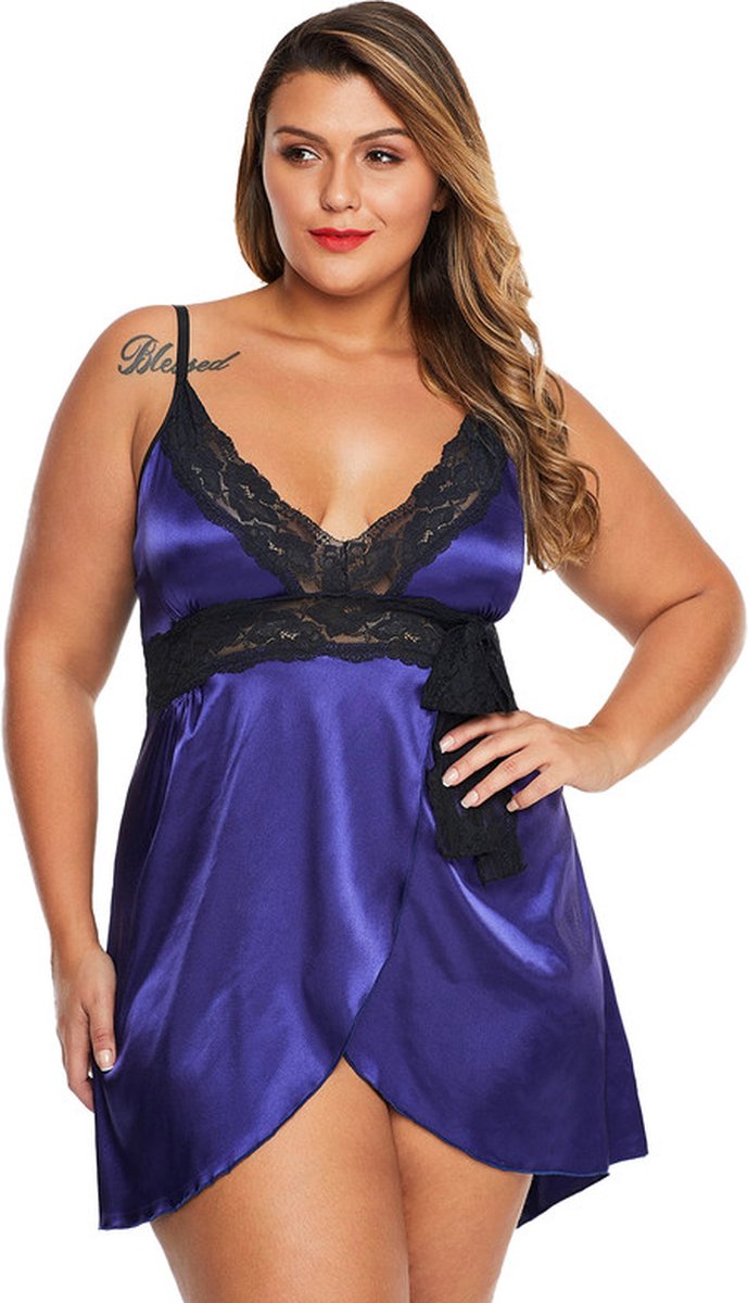 Goedkoopste Babydoll Lingerie - Satijn Paars - Basileia - Maat XXXXXL/5XL
