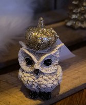 Kerst - Kerstmis - Decoratie - Christmas - Uil met kroontje 3 stuks