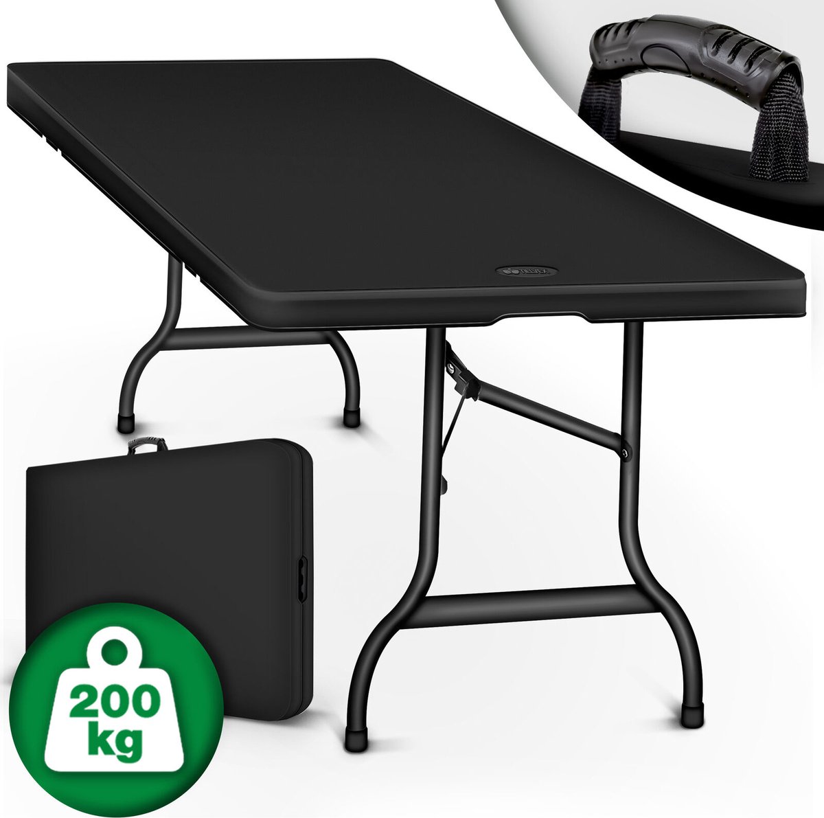 tillvex tuintafel, inklapbaar, rotanlook, 180 x 75 cm | buffettafel met draaggreep | klaptafel voor in de tuin, op het terras of balkon | campingtafel voor 6 personen