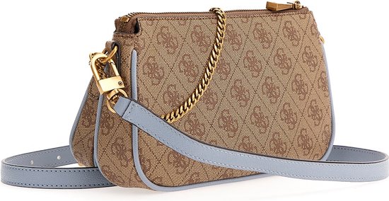 Guess Nell Logo Double Pouch Crossbody Latte Logo/Slate