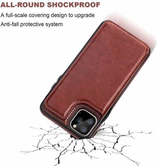Coque portefeuille ShieldCase adaptée pour Apple iPhone 12 Pro Max - 6,7 pouces - marron + protection d'écran en verre