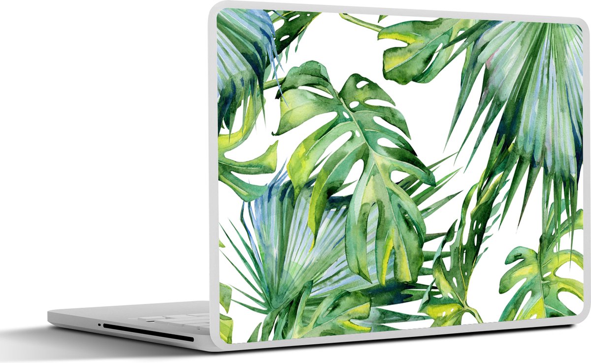 Laptop sticker - 12.3 inch - Monstera - Patroon - Waterverf - Meisjes - Kinderen - Jongens - Kids - 30x22cm - Laptopstickers - Laptop skin - Cover