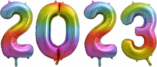 Folieballon 2023 regenboog 41cm | Oud & Nieuw Versiering | Nieuwjaar ballonnen