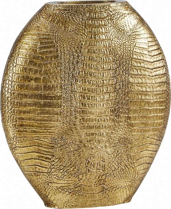 Light & Living Vase - Skeld S - Or - 29,5x8x31,5cm - Vases Bouclier - Vase Crocodile - Bronze Antique - Vase Tortue Imprimé Animal - Croco