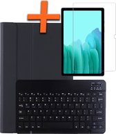 Hoes Geschikt voor Samsung Galaxy Tab A7 Hoes Toetsenbord Hoes Case Book Cover Hoesje Met Screenprotector - Hoesje Geschikt voor Samsung Tab A7 Keyboard Hoes - Zwart